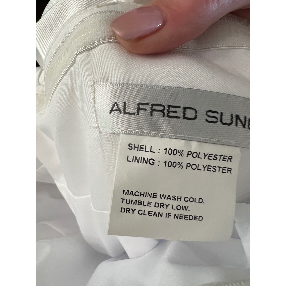 NWT Alfred Sung White Strapless Mini Dress Back Bow Train D857 SZ 4R - Picture 10 of 10